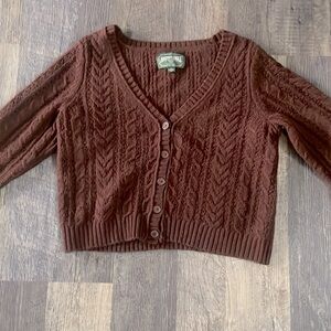 american eagle super soft button cropped cardigan/sweater